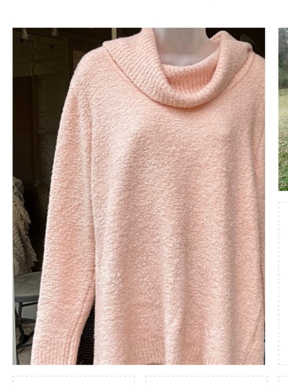 Calvin Klein • Blush Pink Fuzzy Cowl Neck Sweater • XL - Picture 6 of 8